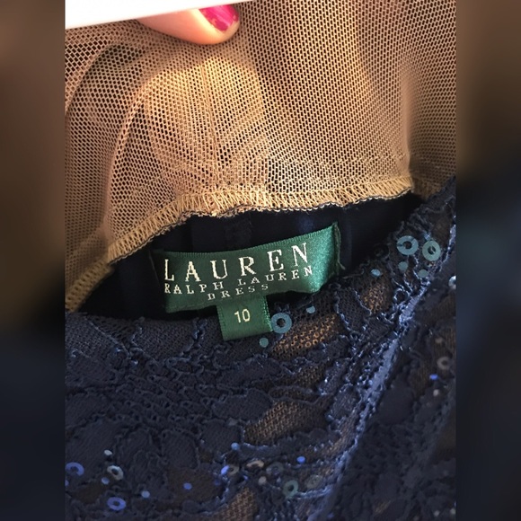 Ralph Lauren Navy blue sequin and lace dress - Picture 7 of 8